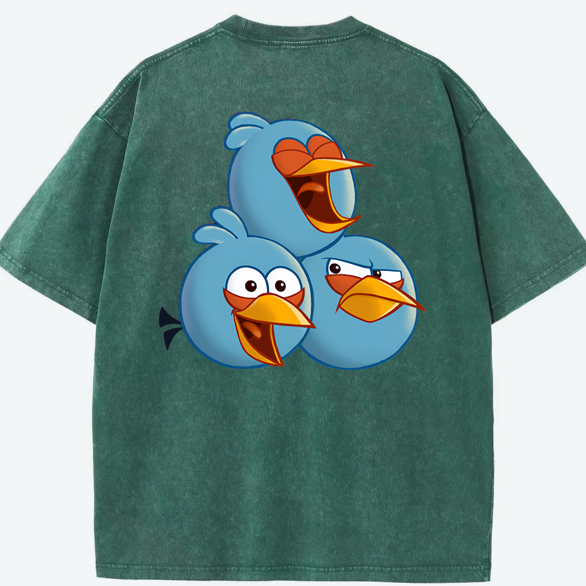 （画像用） Angry Birds アングリーバード 綿100% ヴィンテージ風 半袖Tシャツ（背面プリント）